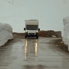 Die Passtrasse Gamle Strynefjellsvegen bei Schietwetter Mitte Juni