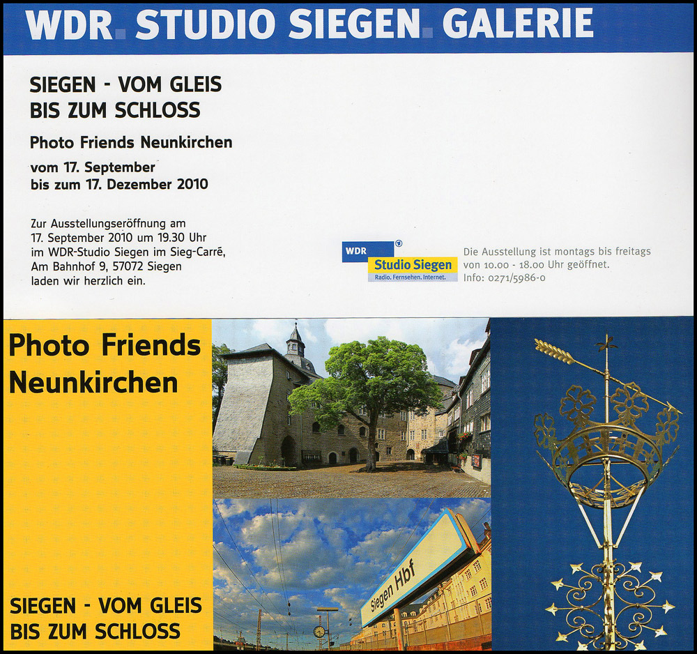 Die Photo Friends Neunkirchen und der WDR laden ganz herzlichst ein.