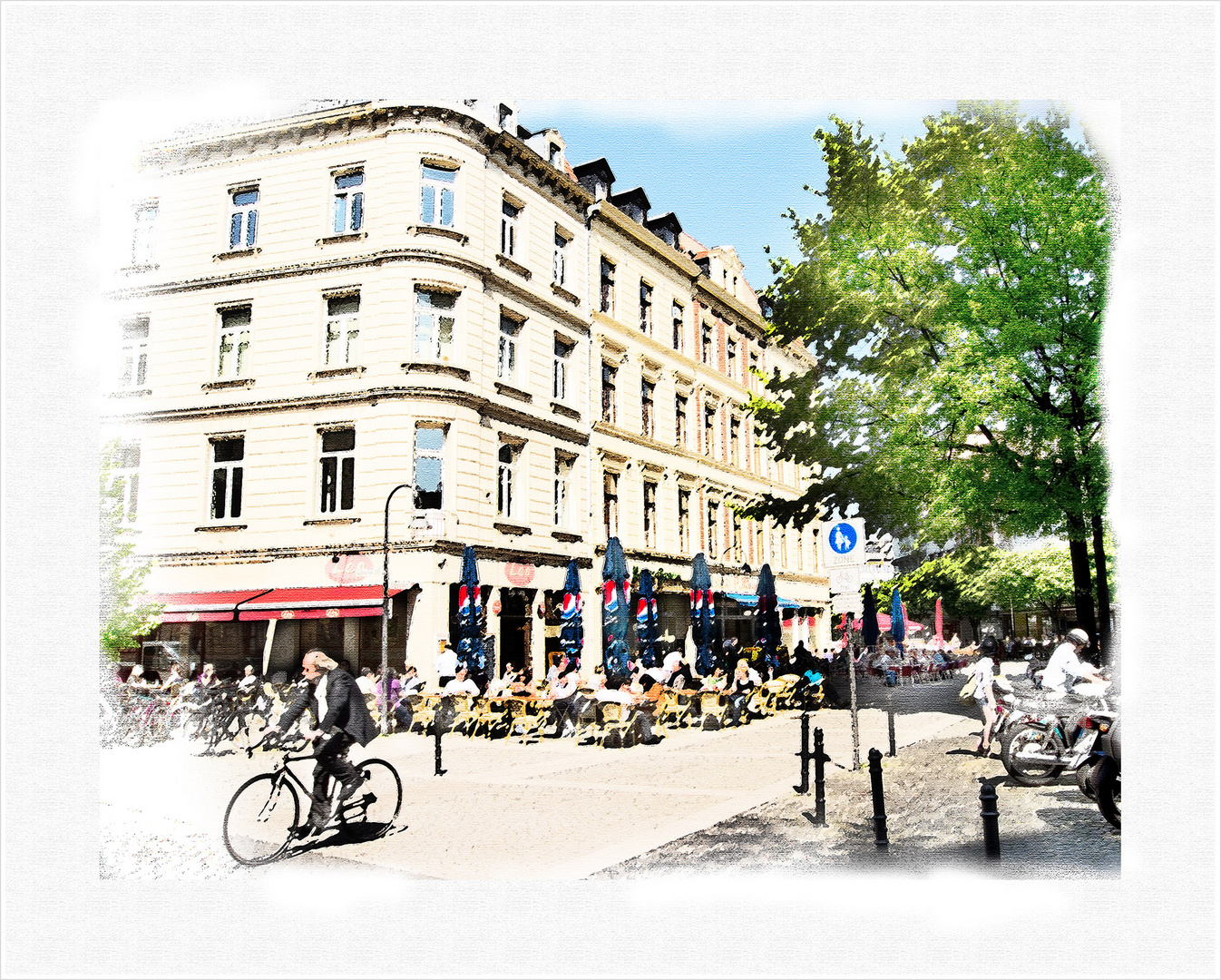 Die Plaza am Eigelstein als Aquarell