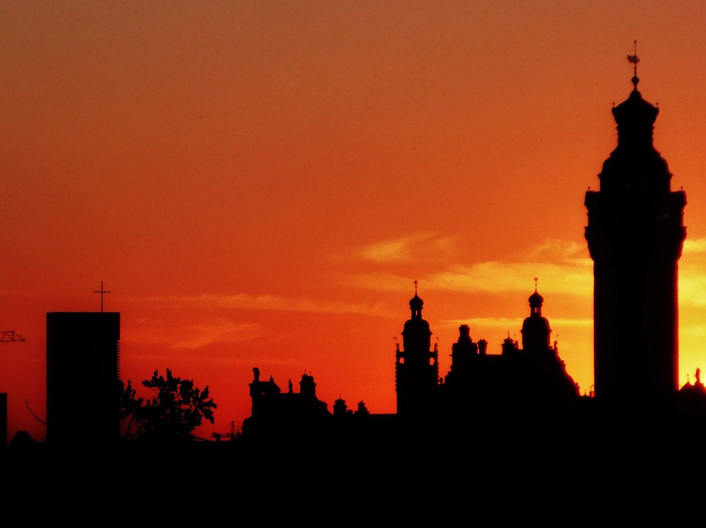 Die Pleißenburg im Sonnenuntergang