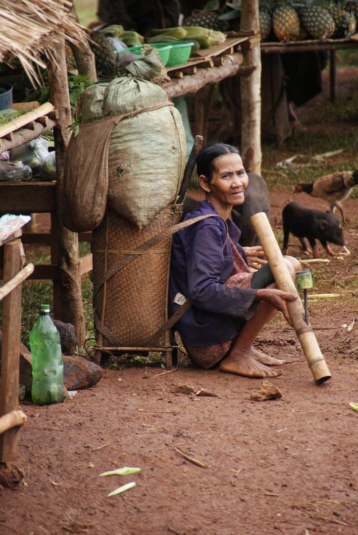 die rast der lastenträgerin, laos 2010