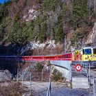 Die "Rote" beim Hochwasserstand Trin 