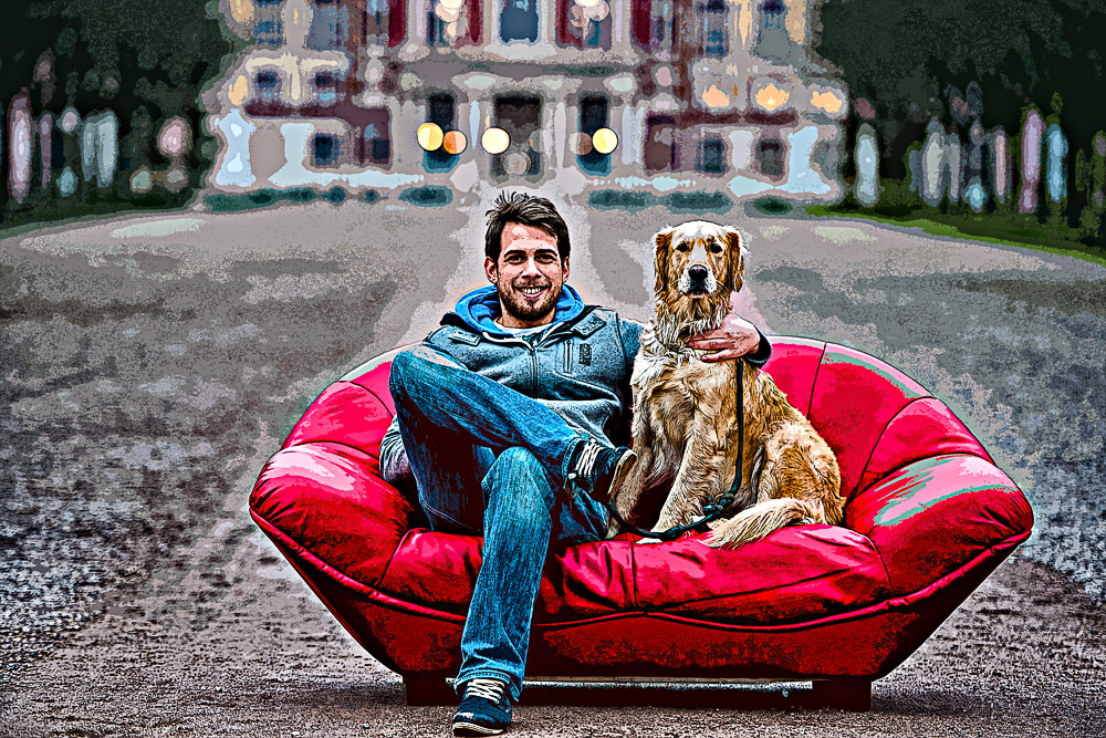 Die rote Couch im Schlosspark