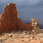 die roten Felsen von Arbatax vor dem Sturm