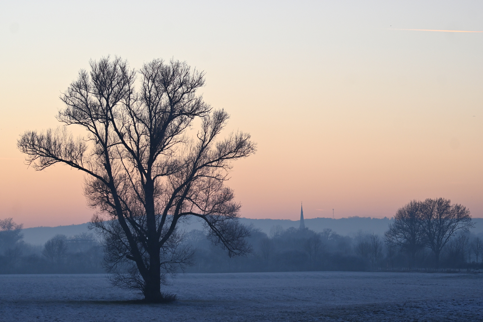 Die Ruhrwiesen in Schwerte spätnachmittags im Winter