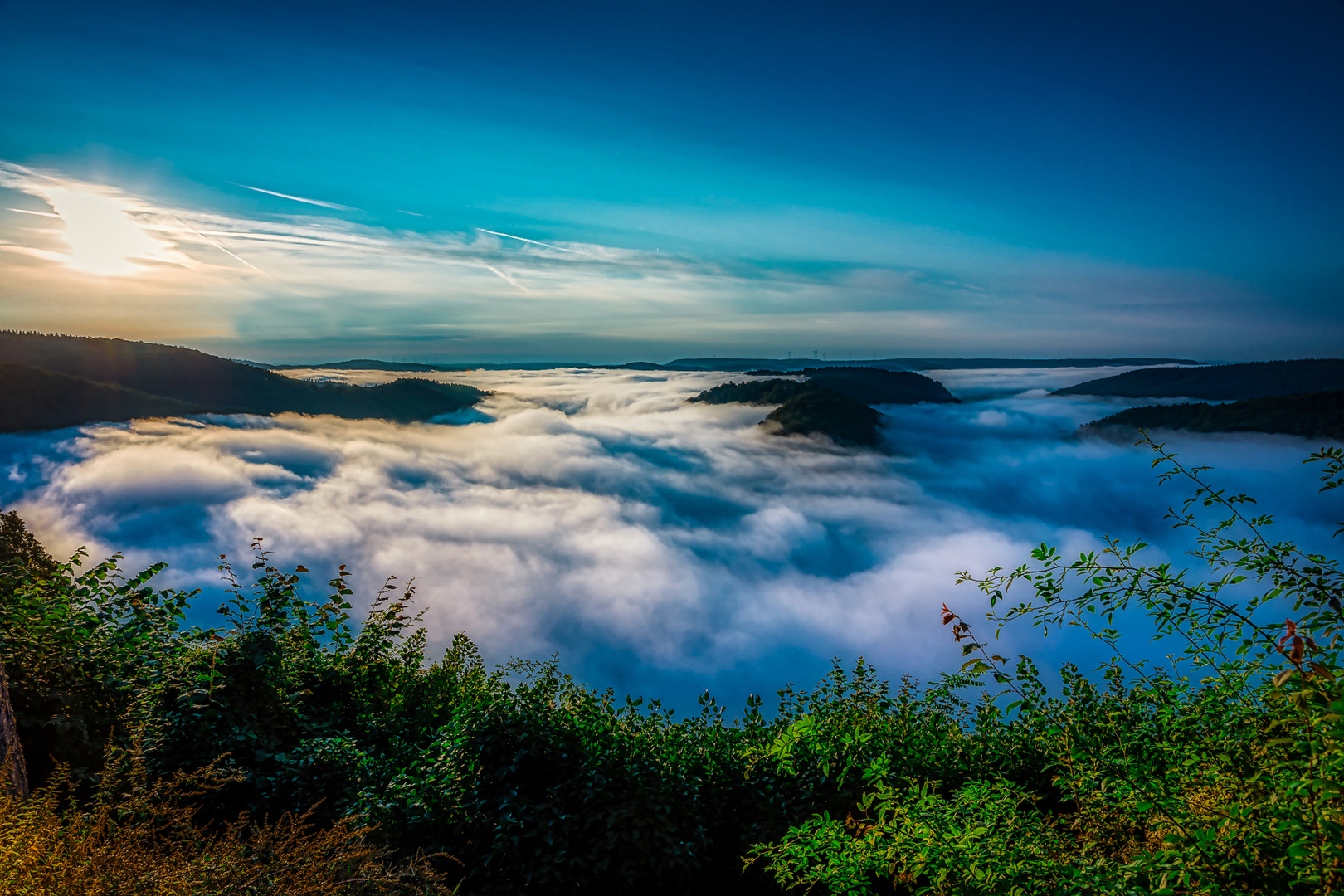 Die Saarschleife im Nebel