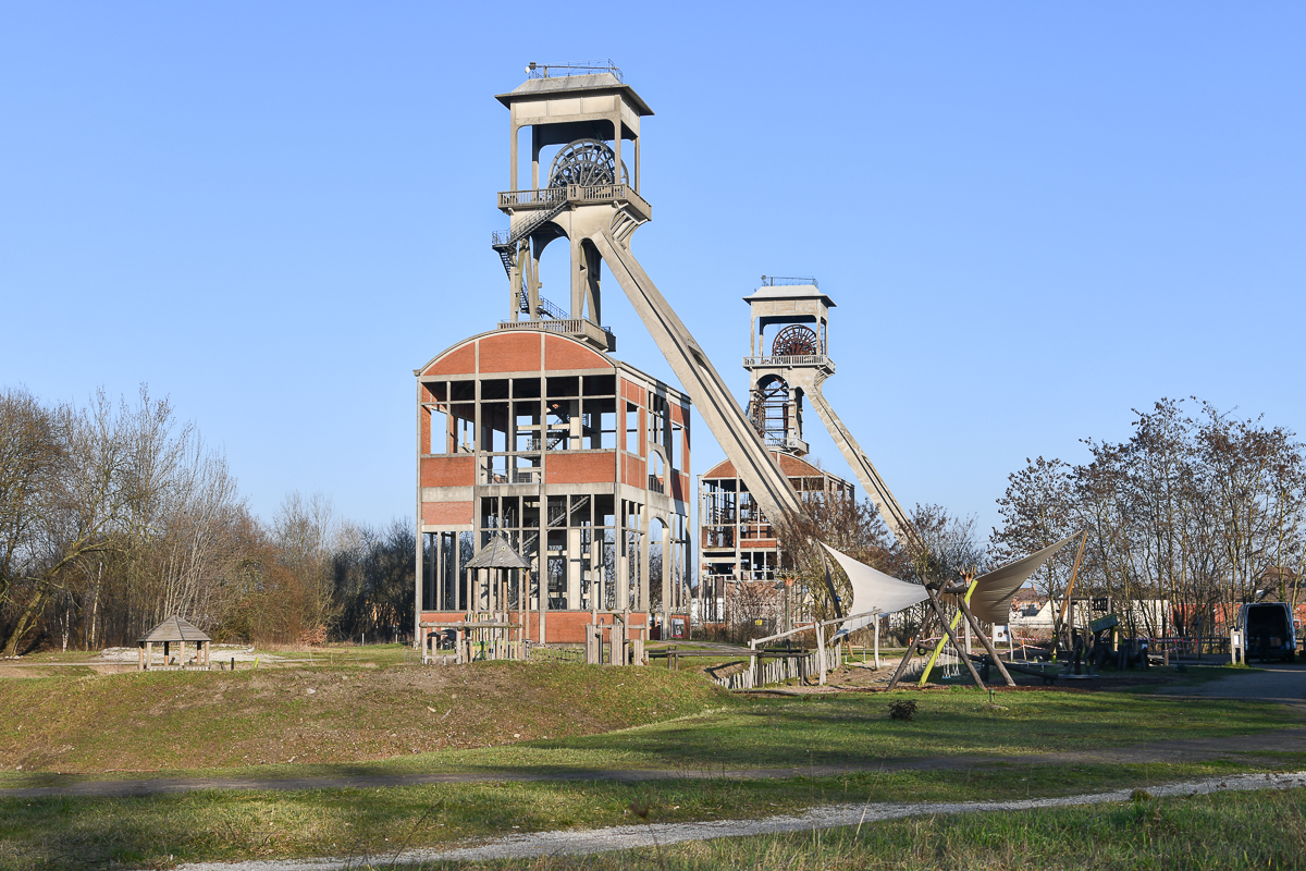 Die Schachtblöcke der ehemaligen Zeche in Eisden (B)