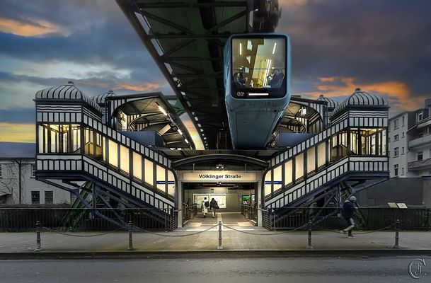 Die Schwebebahnstation Völklinger Brücke in Wuppertal Barmen