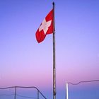 Die Schweizer Flagge auf dem Säntis.