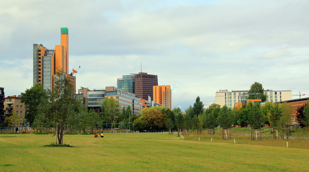 Die Skyline des Potsdamer Platzes fest im Visier