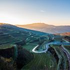 Die Sonne geht auf über dem Kaiserstuhl an der Bassgeigenkurve