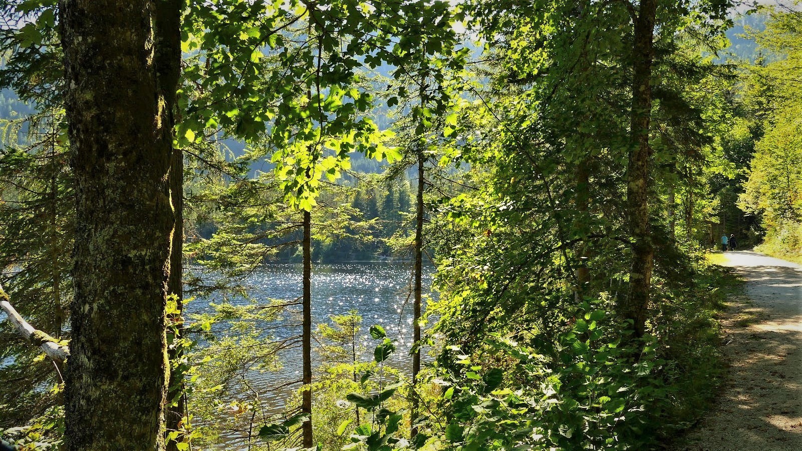 Die Sonne liegt über dem See