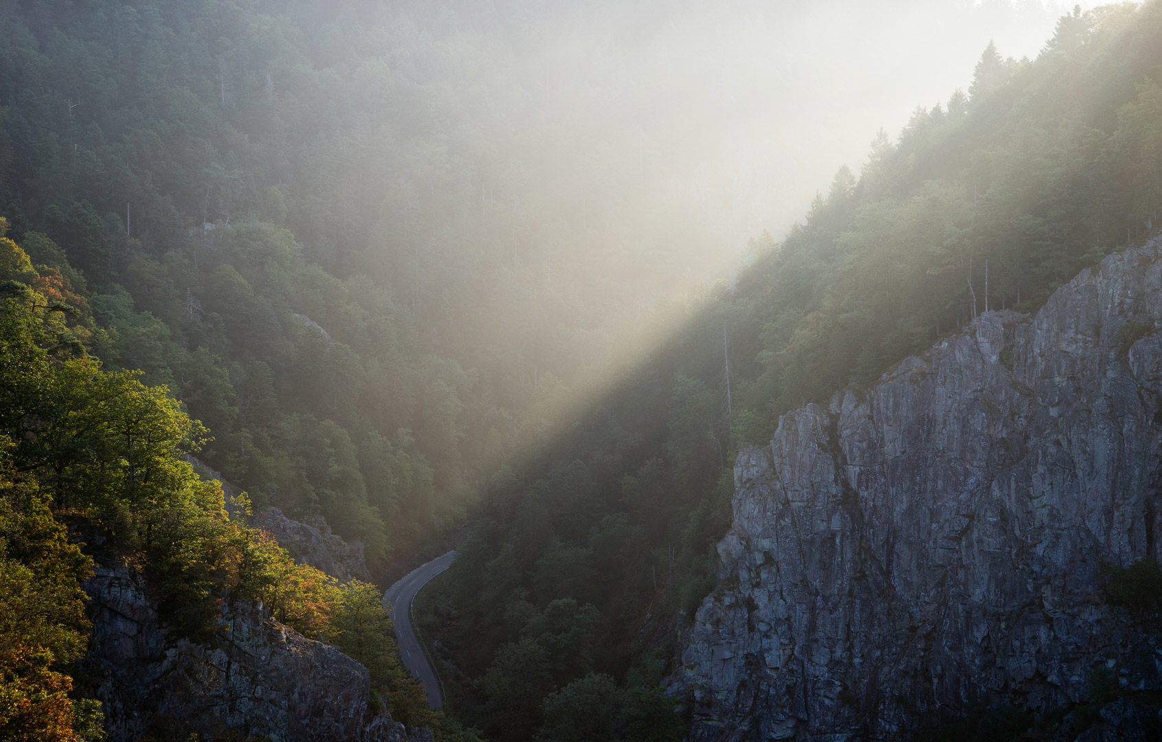 die Sonne trifft auf den Dunst