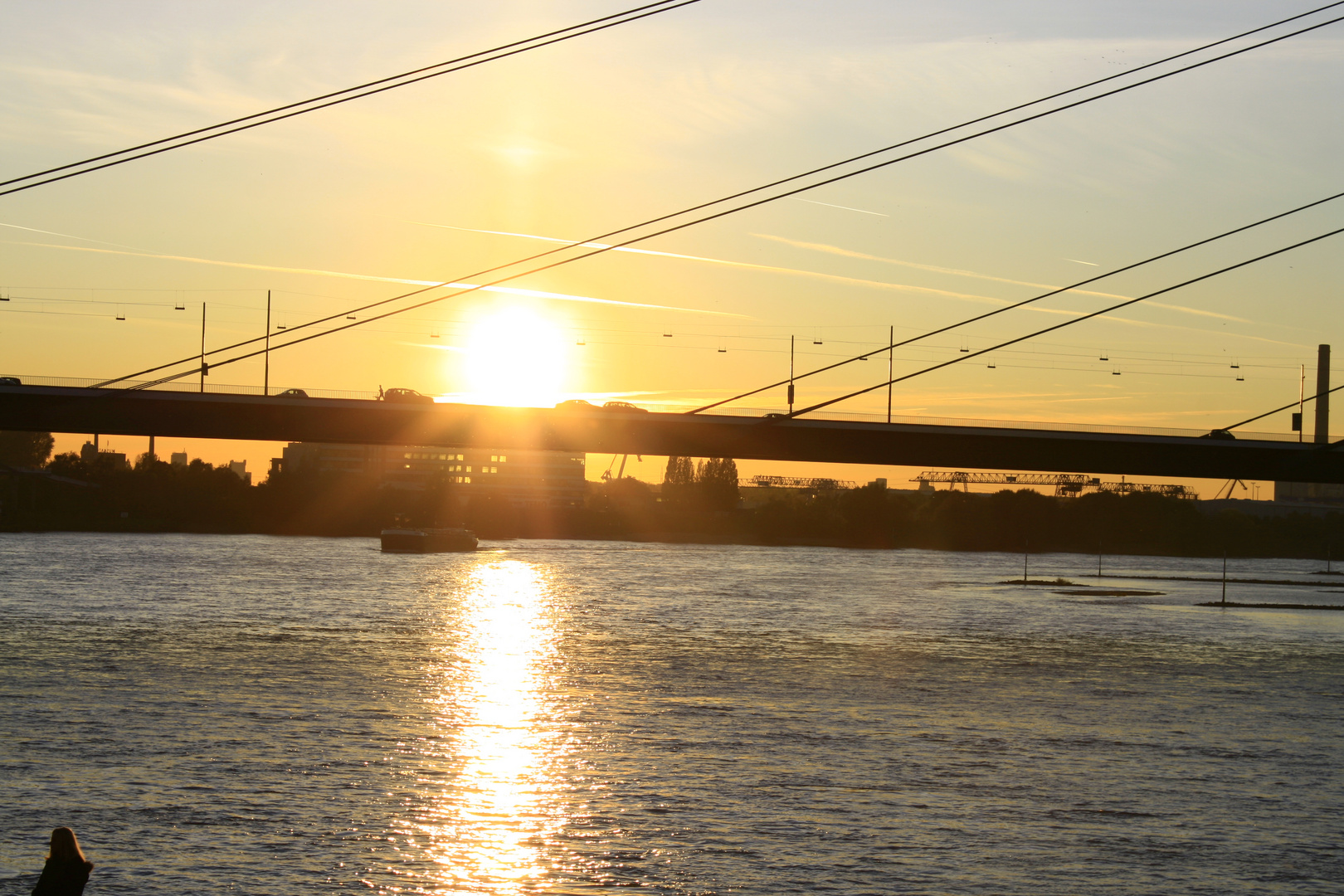 Die Sonne versinkt im Rhein