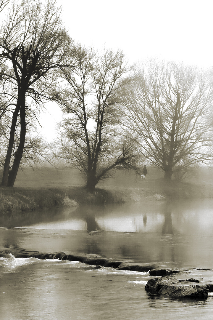 die Spaziergängerin am Fluss