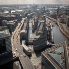 Die Speicherstadt in Hamburg mit der Elbphilharmonie vom Highflyer aus (2013)