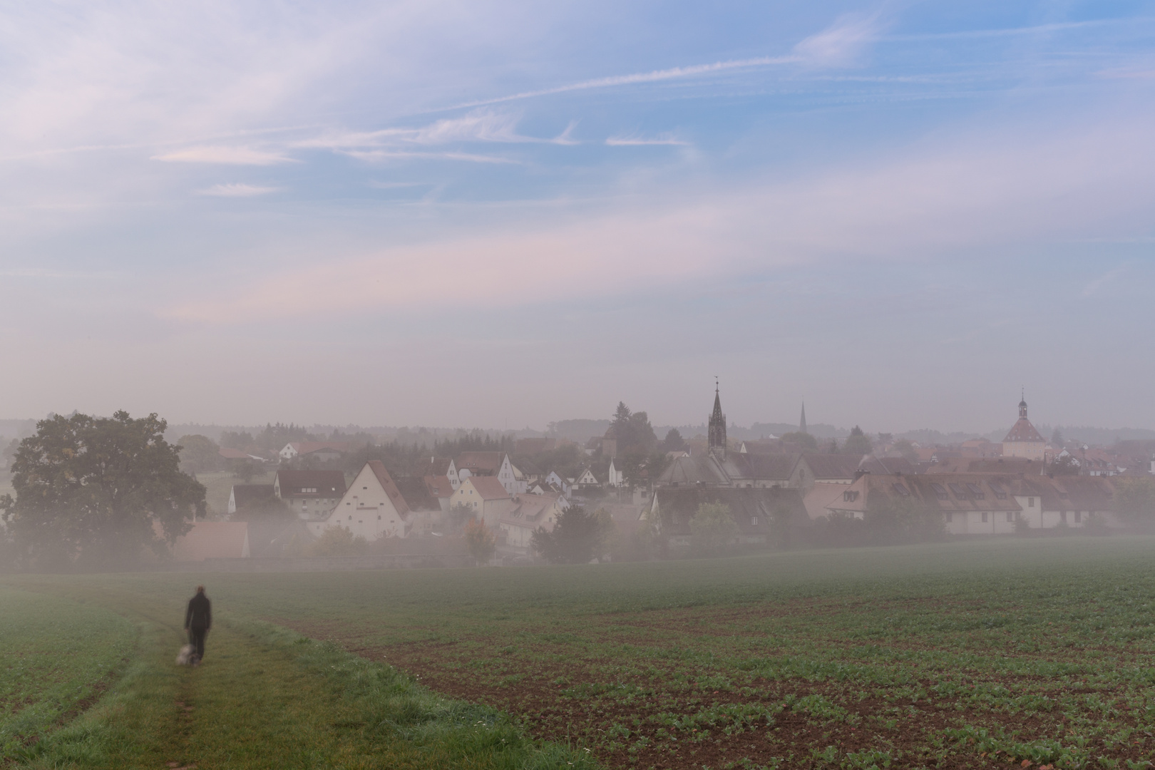 Die Stadt von Nebel gehüllt