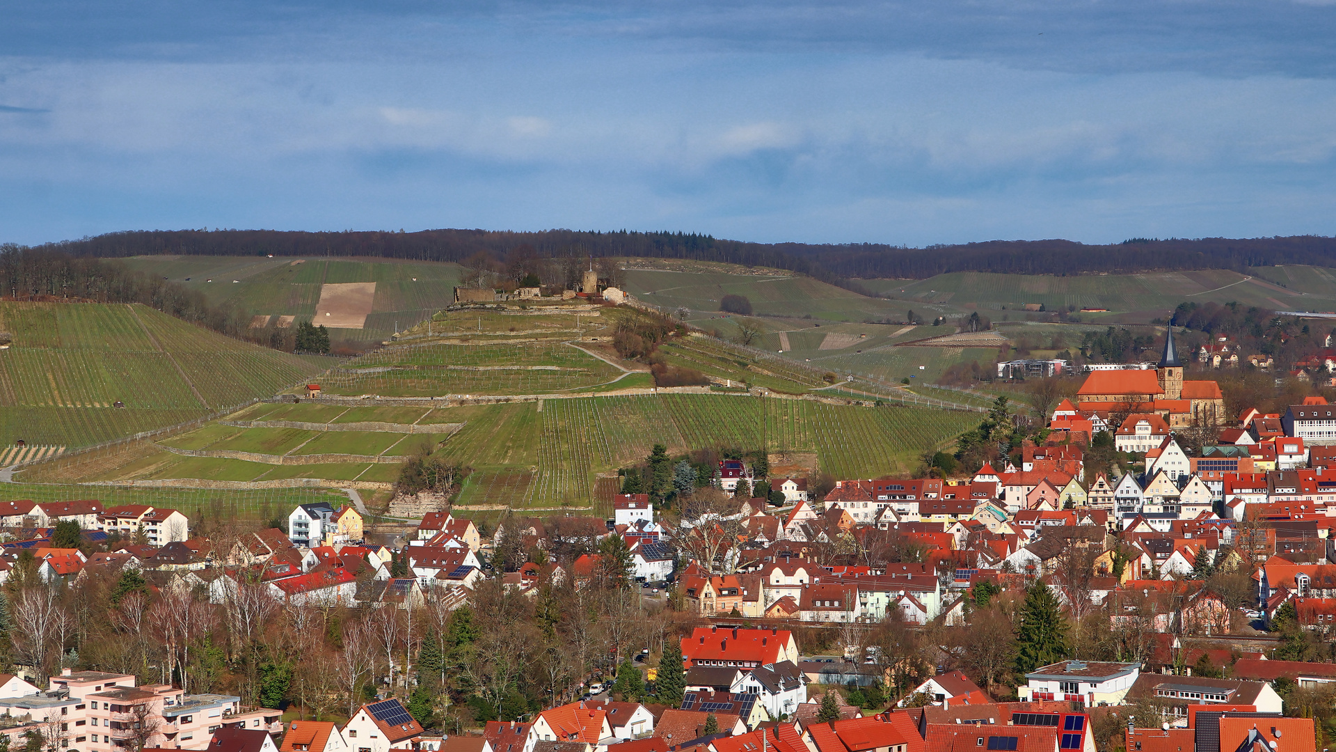 Die Stadt Weinsberg mit der Burgruine Weibertreu