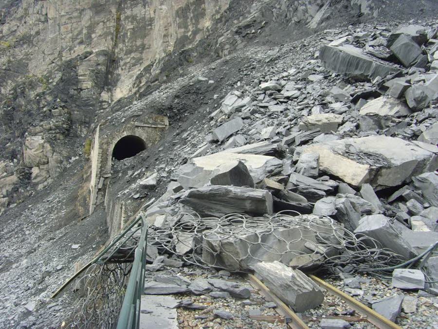 Die Stelle des Bergsturzes - danach