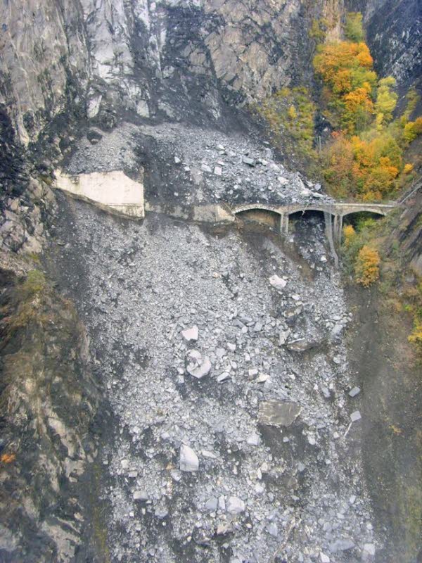 Die Stelle des Bergsturzes - danach