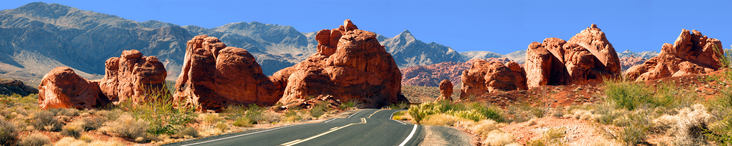 Die Strasse durch die roten Felsen Valley of Fire