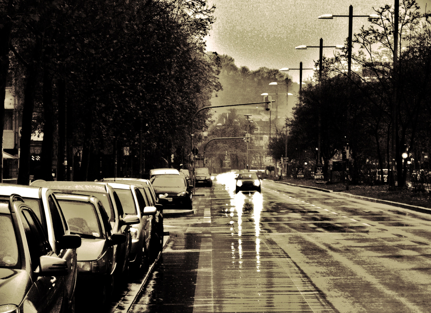 die Strasse im Regen