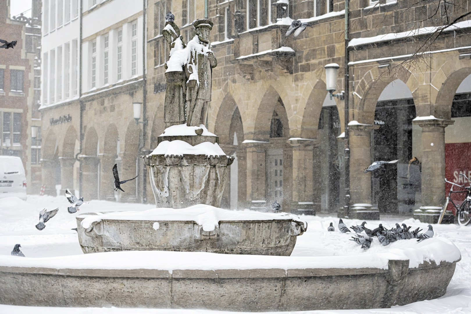 Die Tauben des Lambertus-Brunnen