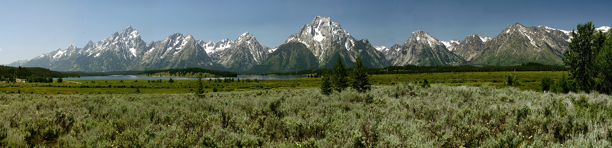 Die Tetons Bergkette im Postkarten-Licht