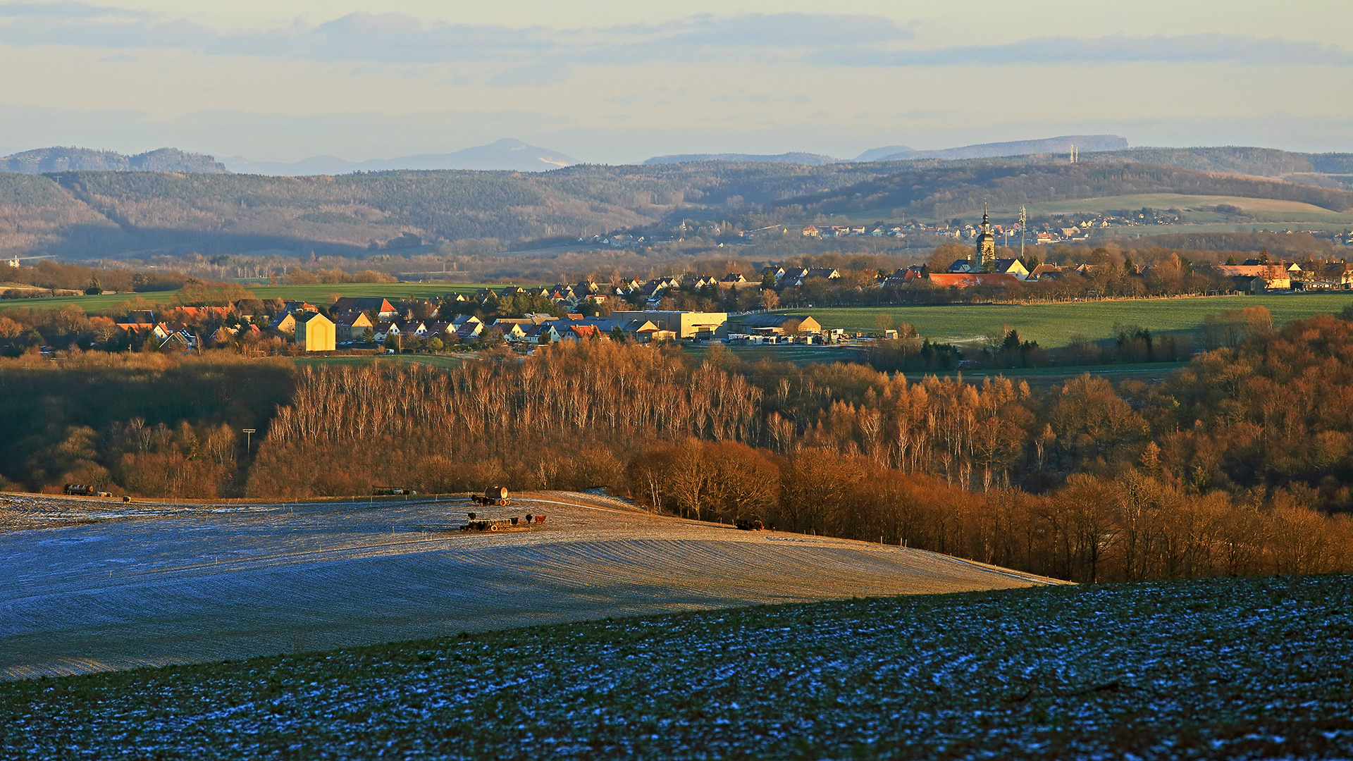 Die tiefe Sonne  auf dem Feld und Burkhartswalde sorgt für besondere Eindrücke...