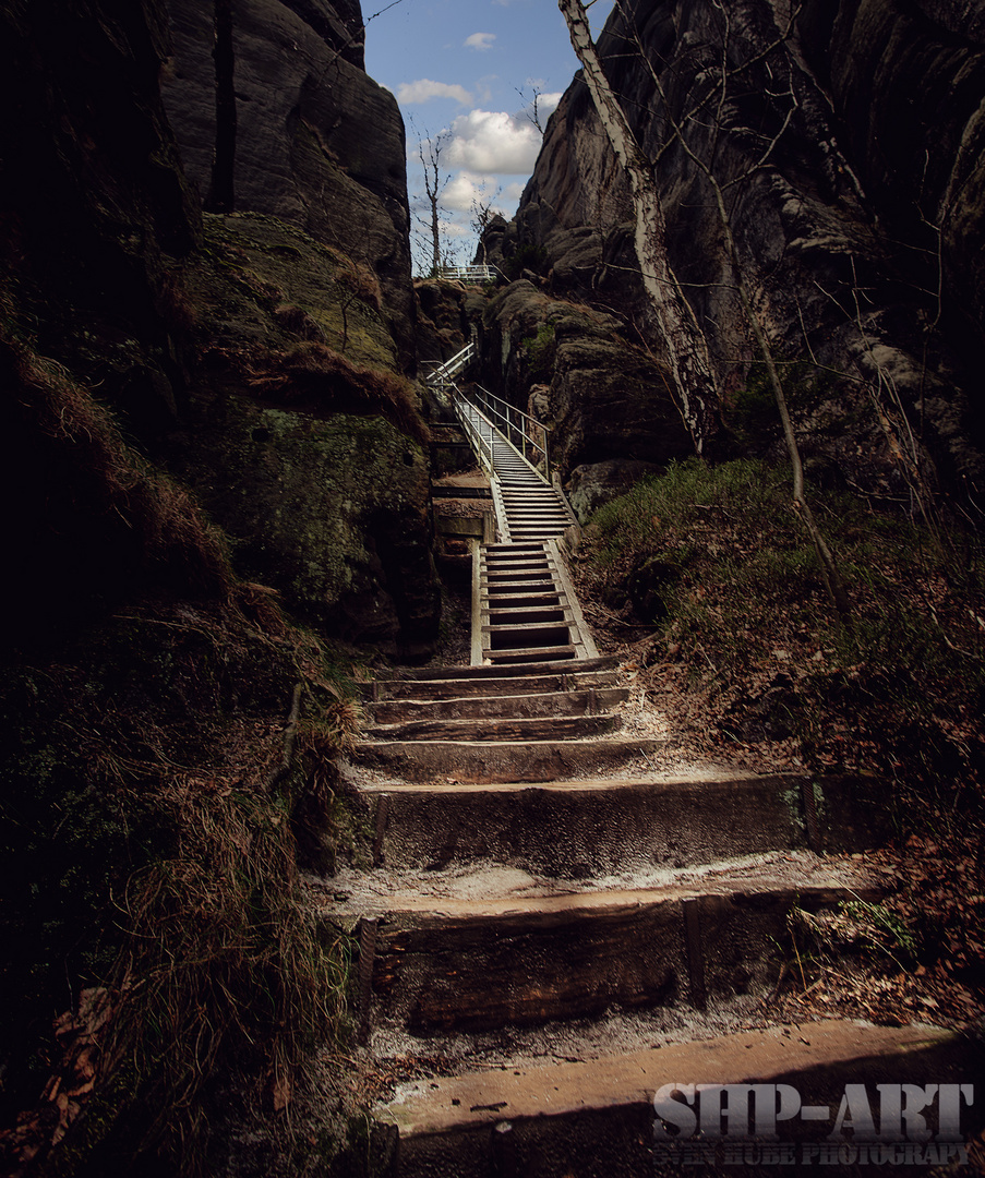 Die Treppen zum Schrammstein