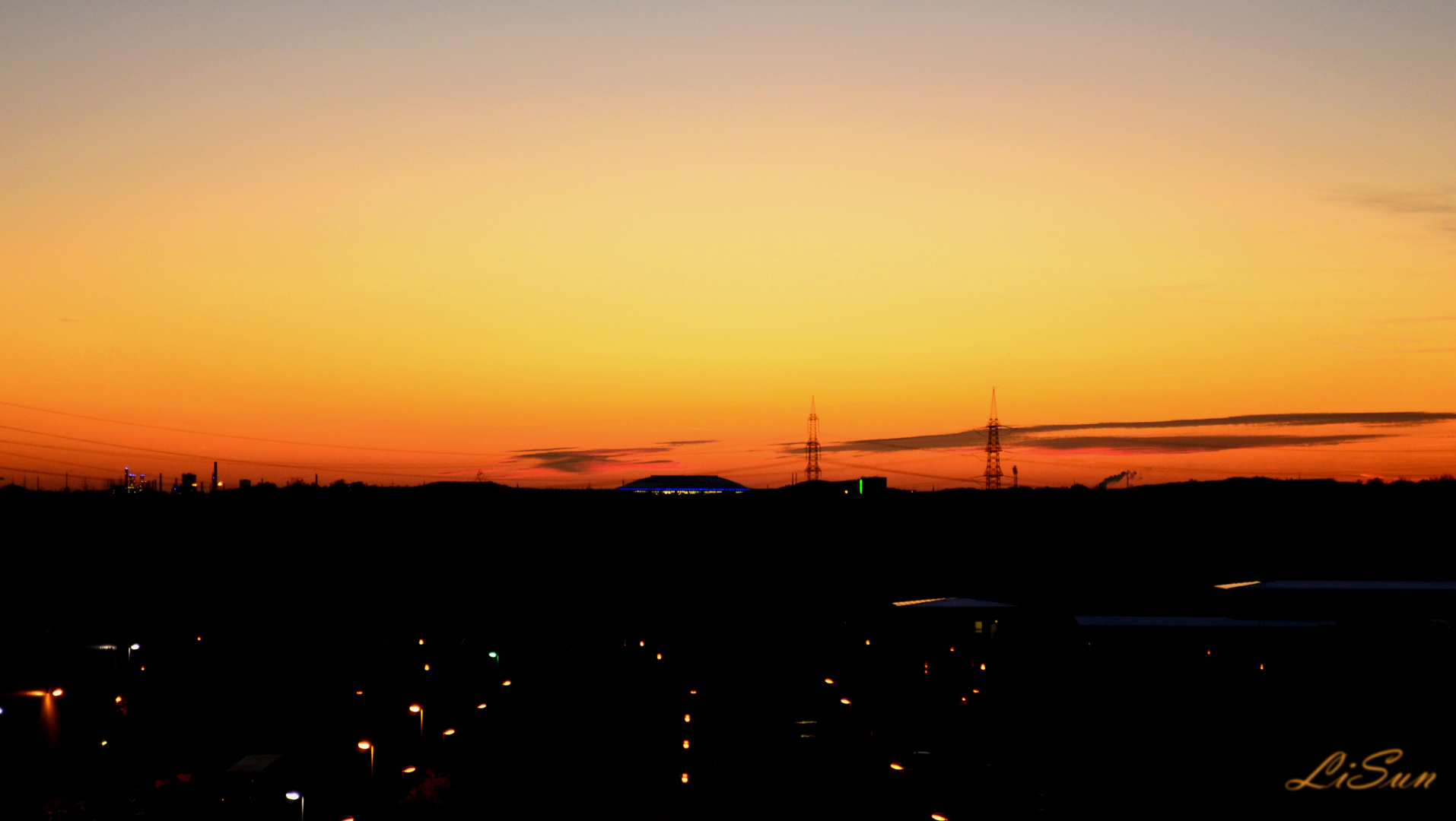 Die Veltins Arena von der Halde Hoheward