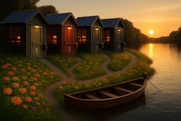 Die vier Tinyhäuser am Fluss