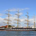 Die Viermastbark "Krusenstern" liegt in Warnemünde