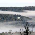 Die Vogtland Arena im Nebel