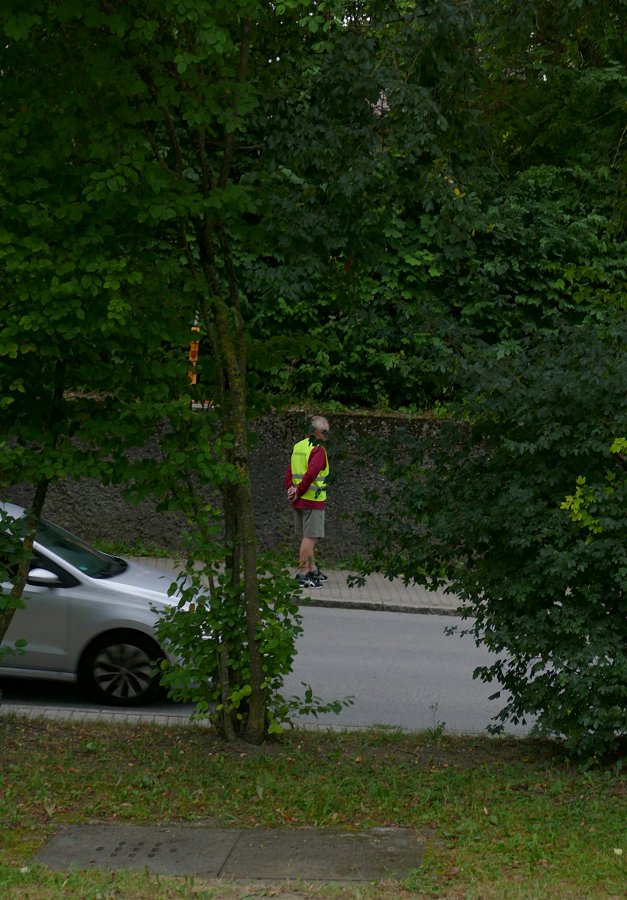 Die Vorsicht des Schulweghelfers