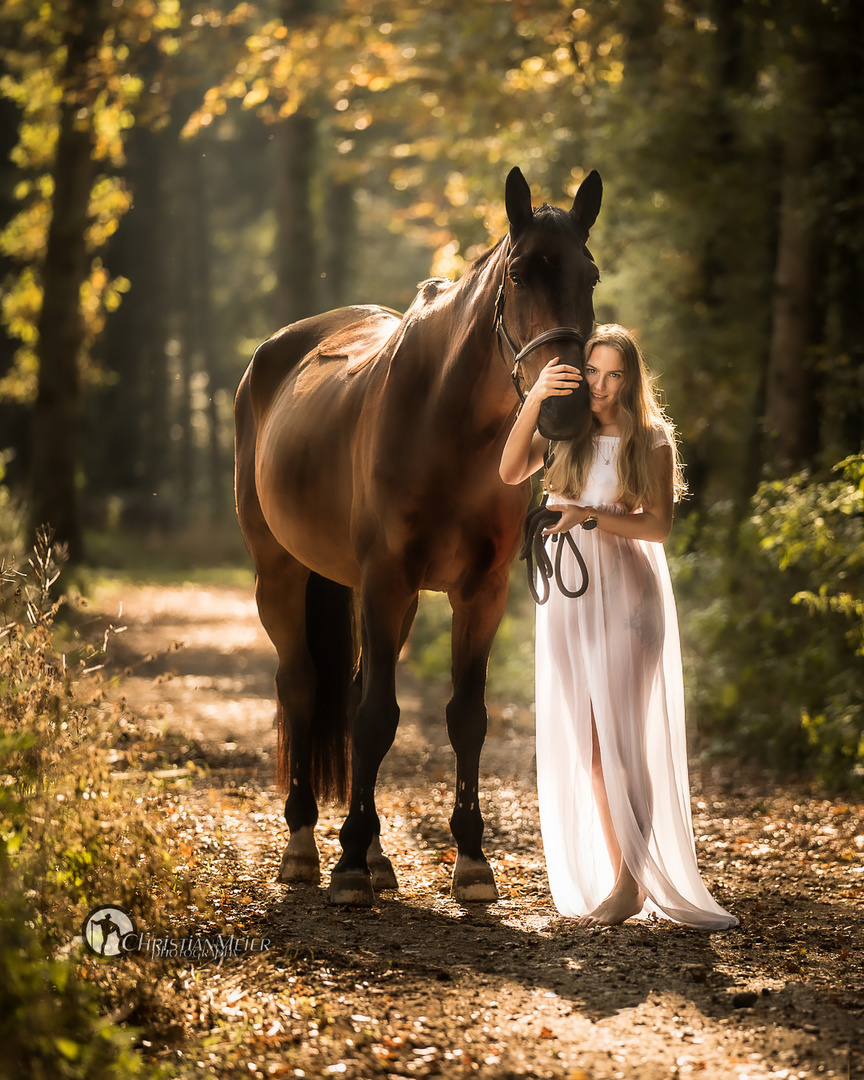 die Waldnymphe und ihr Pferd