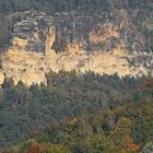 Die weißen Wände an der Elbe im goldenen Herbst im Gebiet der Bastei...