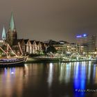 Die Weser in Bremen bei Nacht