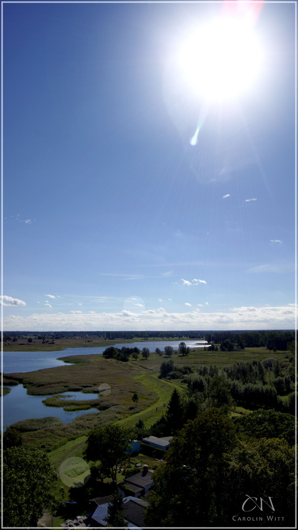 Die wunderbare Aussicht von dem Kirchenturm in Gristow