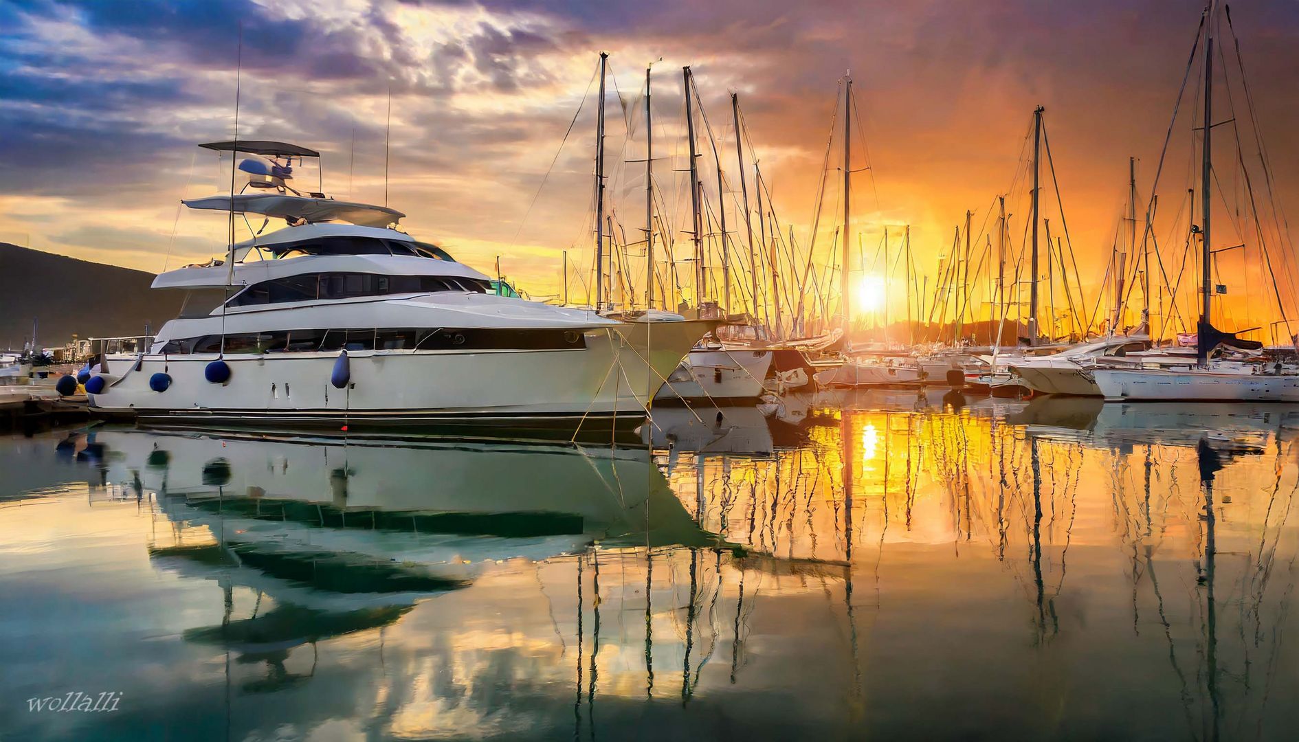 Die Yacht in den Abendstunden