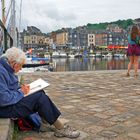 Die zeichnende Dame in Honfleur.