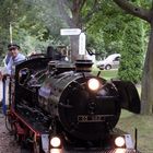 Dienst auf der Liliputdampflok der Leipziger Parkeisenbahn