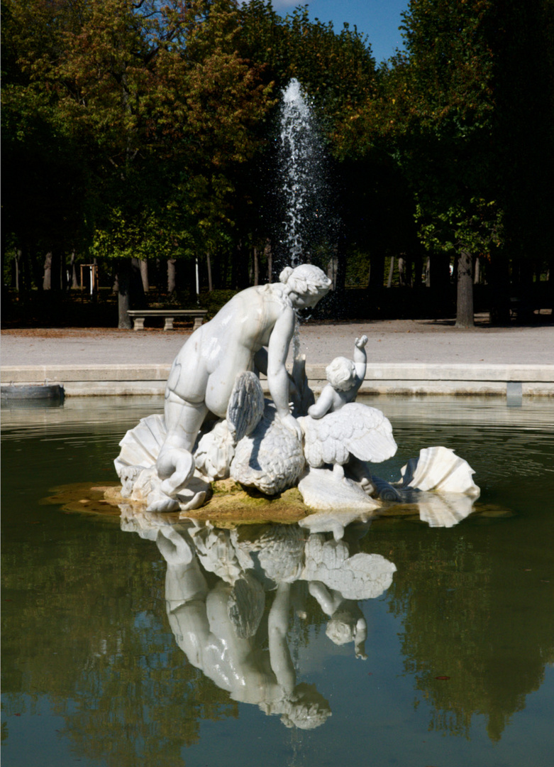 Dienstag ist Spiegeltag 23.02.2021 Brunnen im Park von Schloss Schönbrunn  Wien 