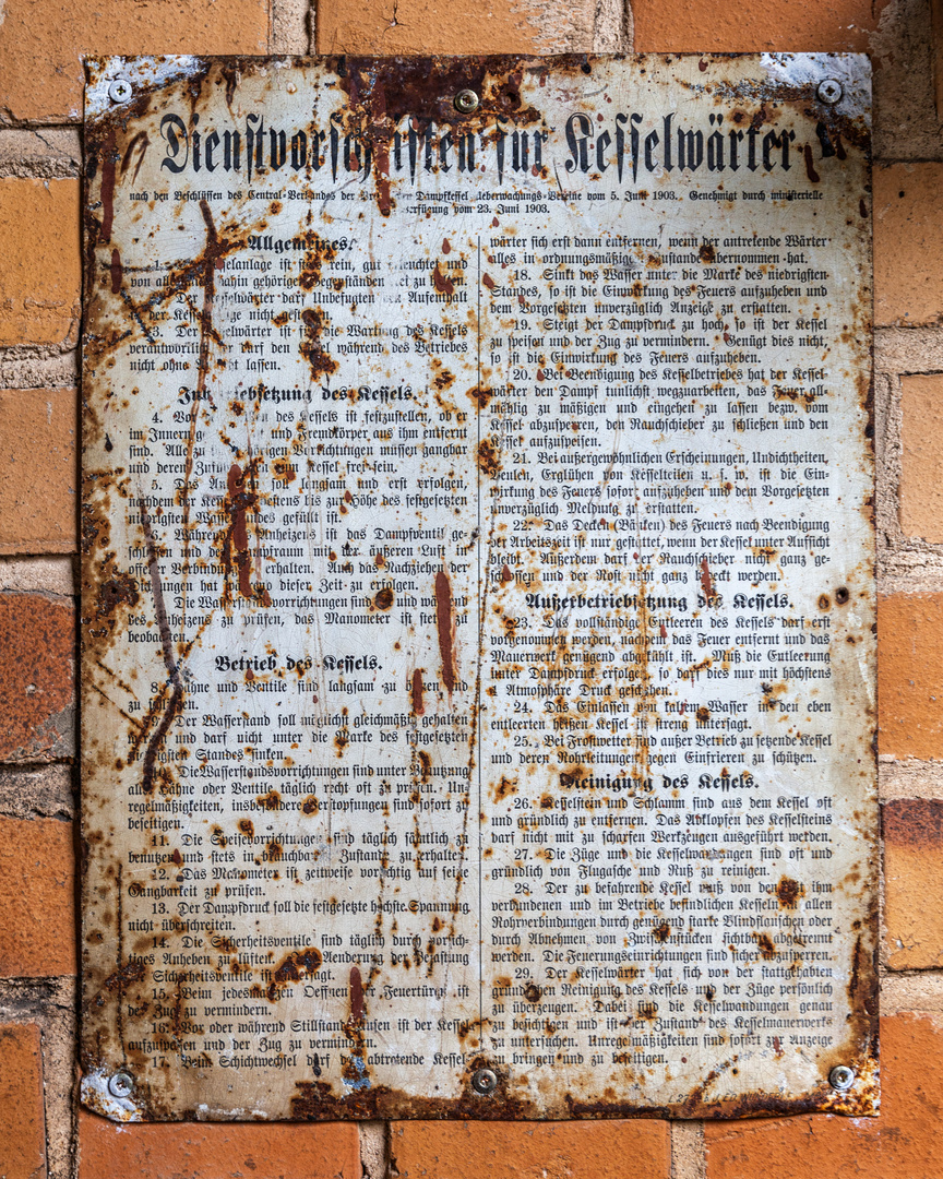 Dienstvorschrift für Kesselwärter von 1903