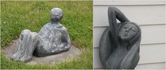 Diese Skulpturen sah ich in den Vorgärten in Hirtshals.
