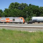 Diesellokomotive 246 001-2 -hvle- mit Kesselwagen-Ganzzug  im Bahnhof Grevesmühlen