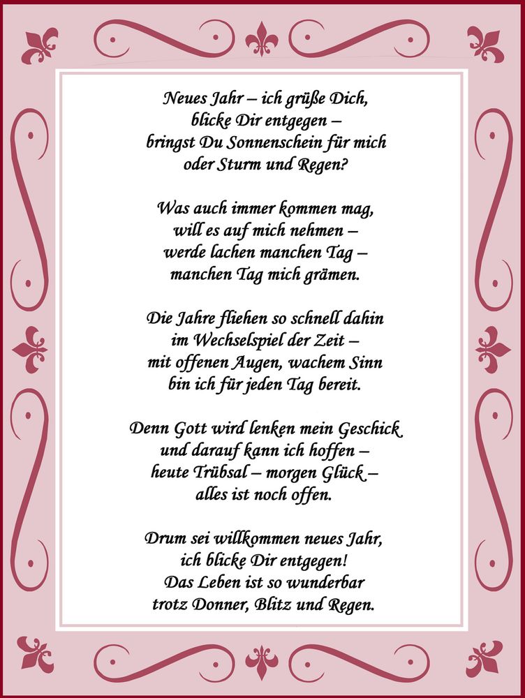 Diesmal ein Gedicht auf das neue Jahr Foto & Bild karten und kalender