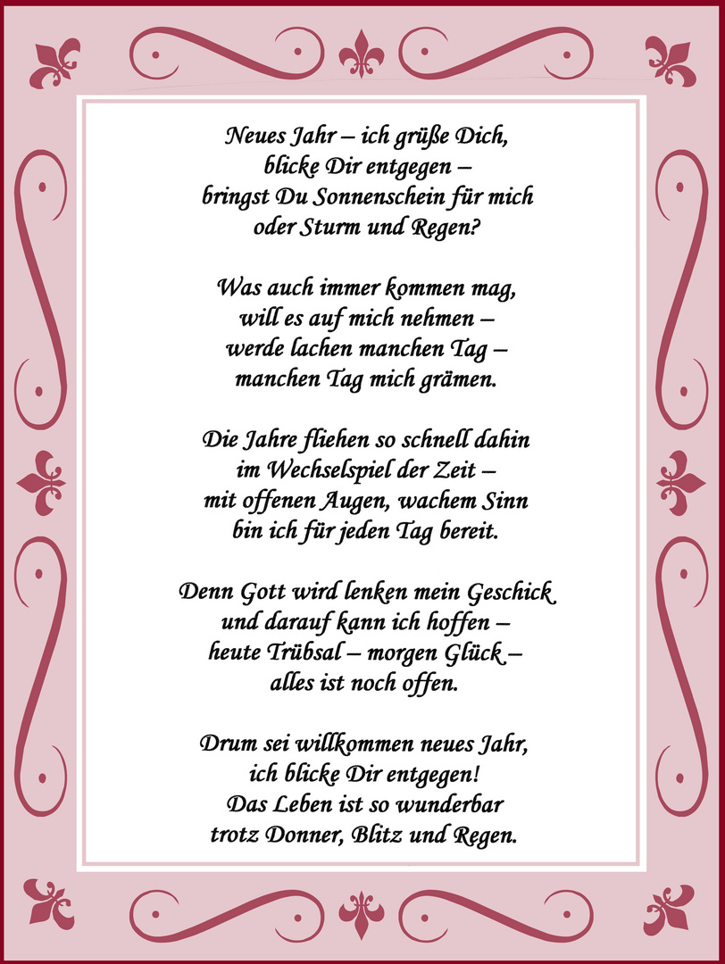 Diesmal ein Gedicht auf das neue Jahr Foto &amp; Bild | karten und kalender