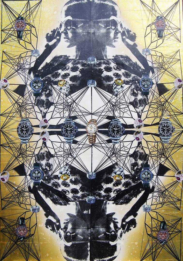 Dieter Nusbaum: "Golden Times", Malerei auf Holz, 200cm x 140cm, 2014