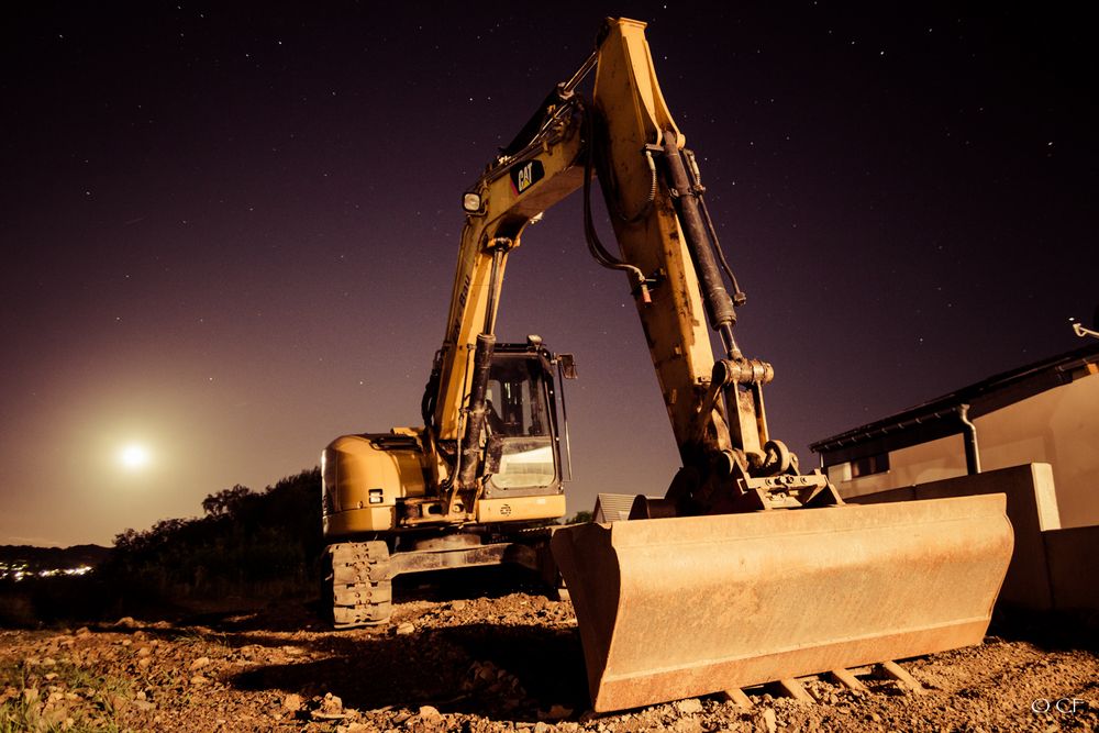 Digger at night